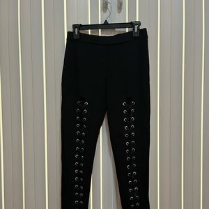 Black lace up pants